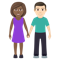 Woman and Man Holding Hands- Medium-Dark Skin Tone- Light Skin Tone emoji on Emojione